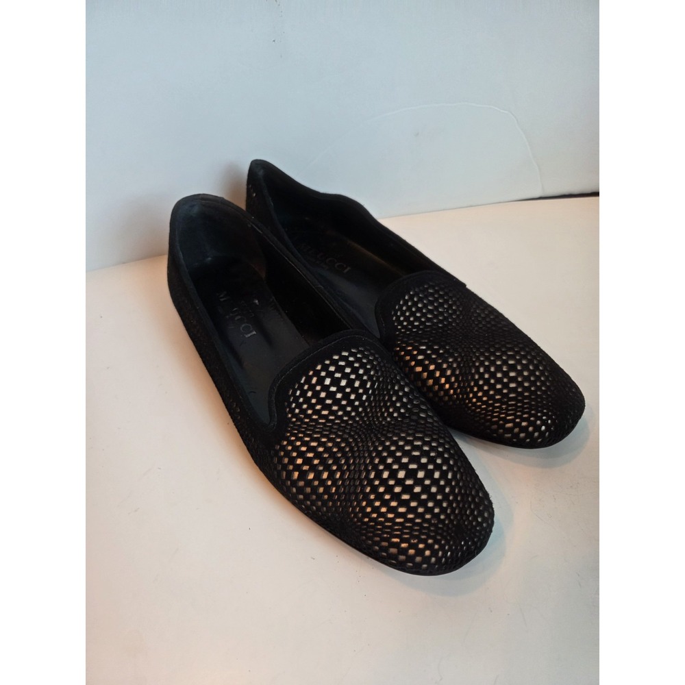 Black Suede Cut to GOLD Leather Sesto Meucci‎ Comfort Flats Womens 8.5 N Narrow - Picture 7 of 7